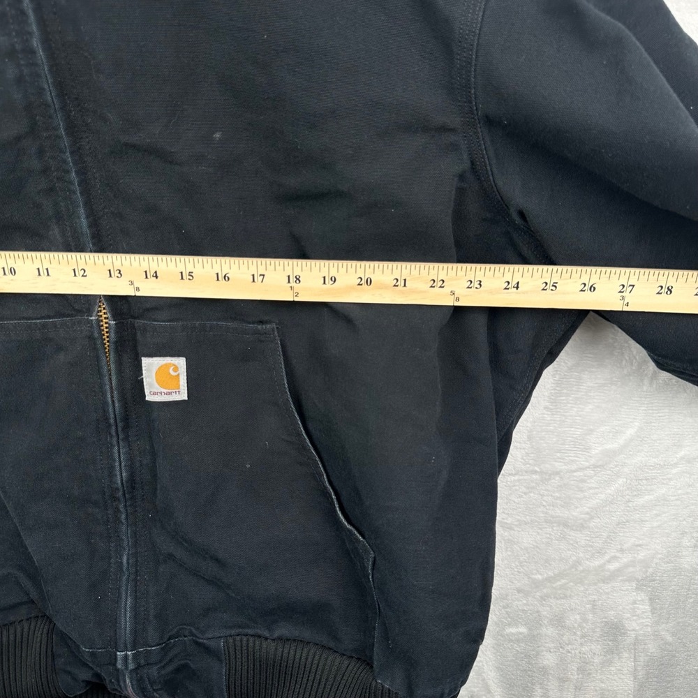 Carhartt Jacket Mens 2XL Black Hooded Canvas Bomber Workwear Made USA J140 BLK - Picture 3 of 7